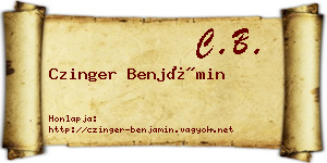 Czinger Benjámin névjegykártya